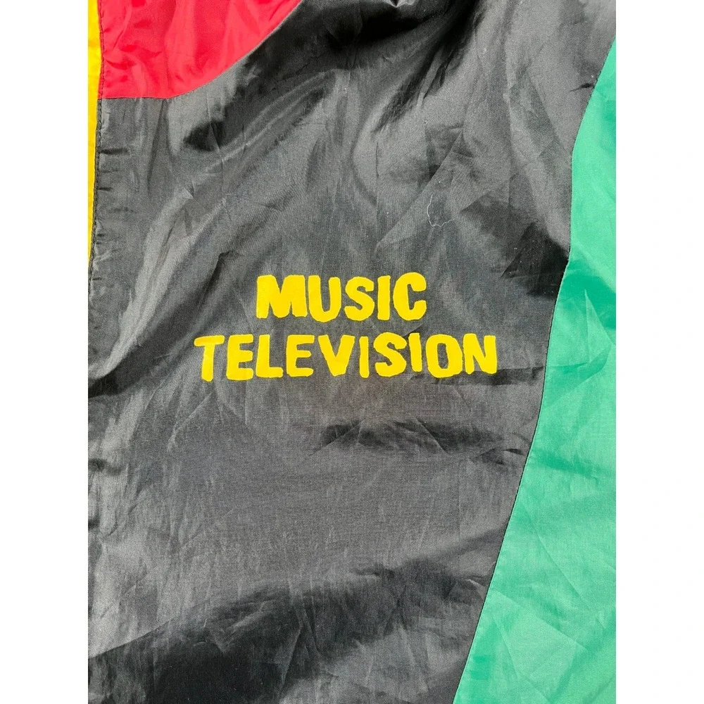 MTV Windbreaker Jacket Mens L Multi Color Excellent Vintage Style Colorblock